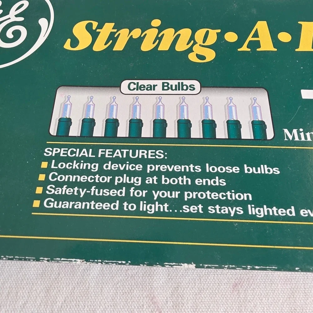VTG GE String-A-Long Super Bright 70 Light Set Clear Bulbs. 2 Box Lot. New NOS